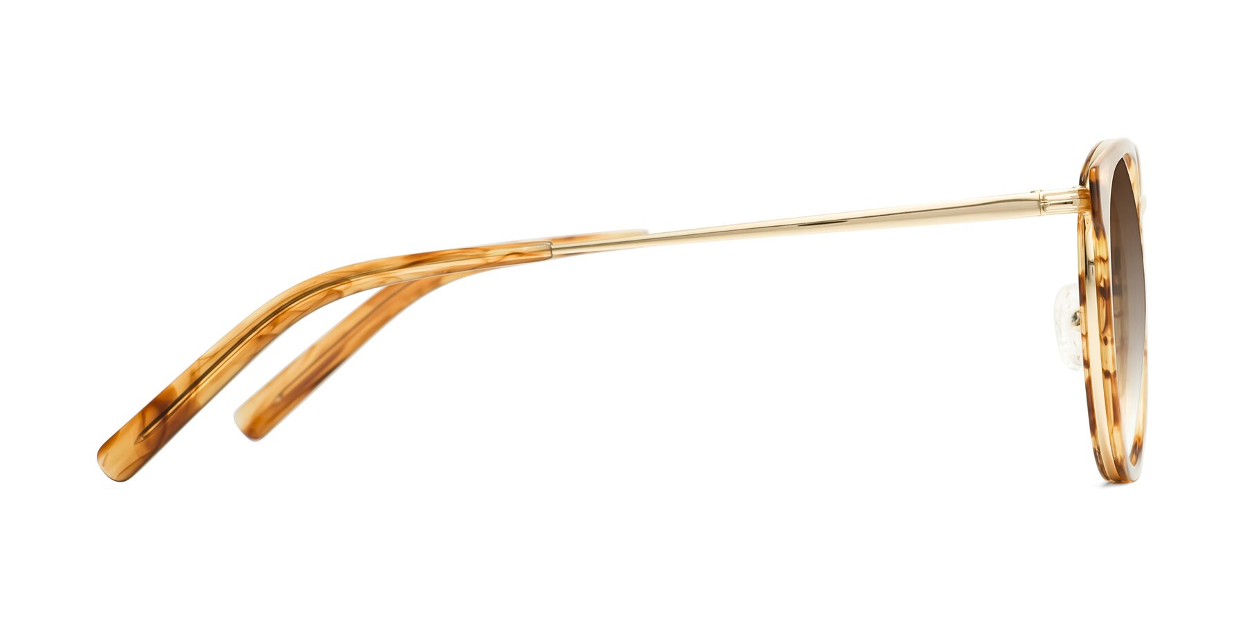 Side of Callie in Amber Striped with Brown Gradient Lenses