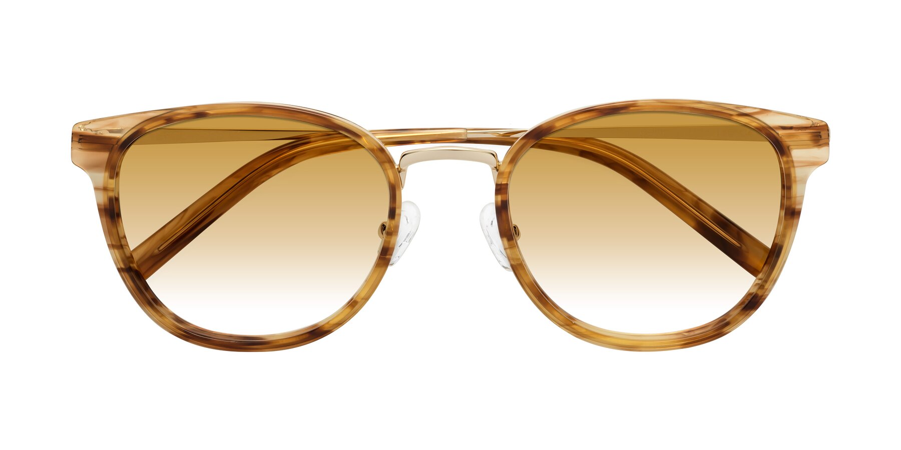 Folded Front of Callie in Amber Striped with Champagne Gradient Lenses