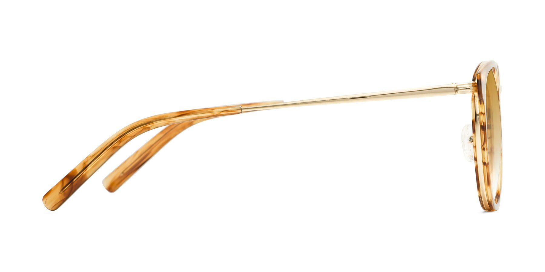 Side of Callie in Amber Striped with Champagne Gradient Lenses