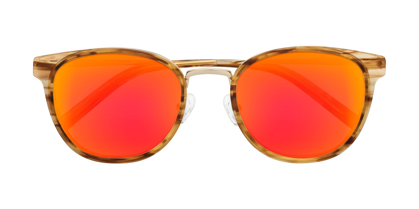 Callie - Amber Striped Flash Mirrored Sunglasses