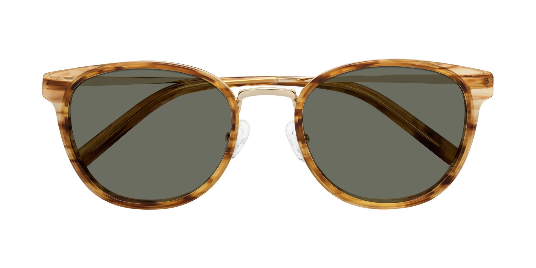 Folded Front of Callie in Amber Striped with Gray Polarized Lenses