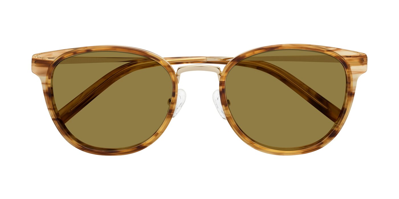 Callie - Amber Striped Polarized Sunglasses