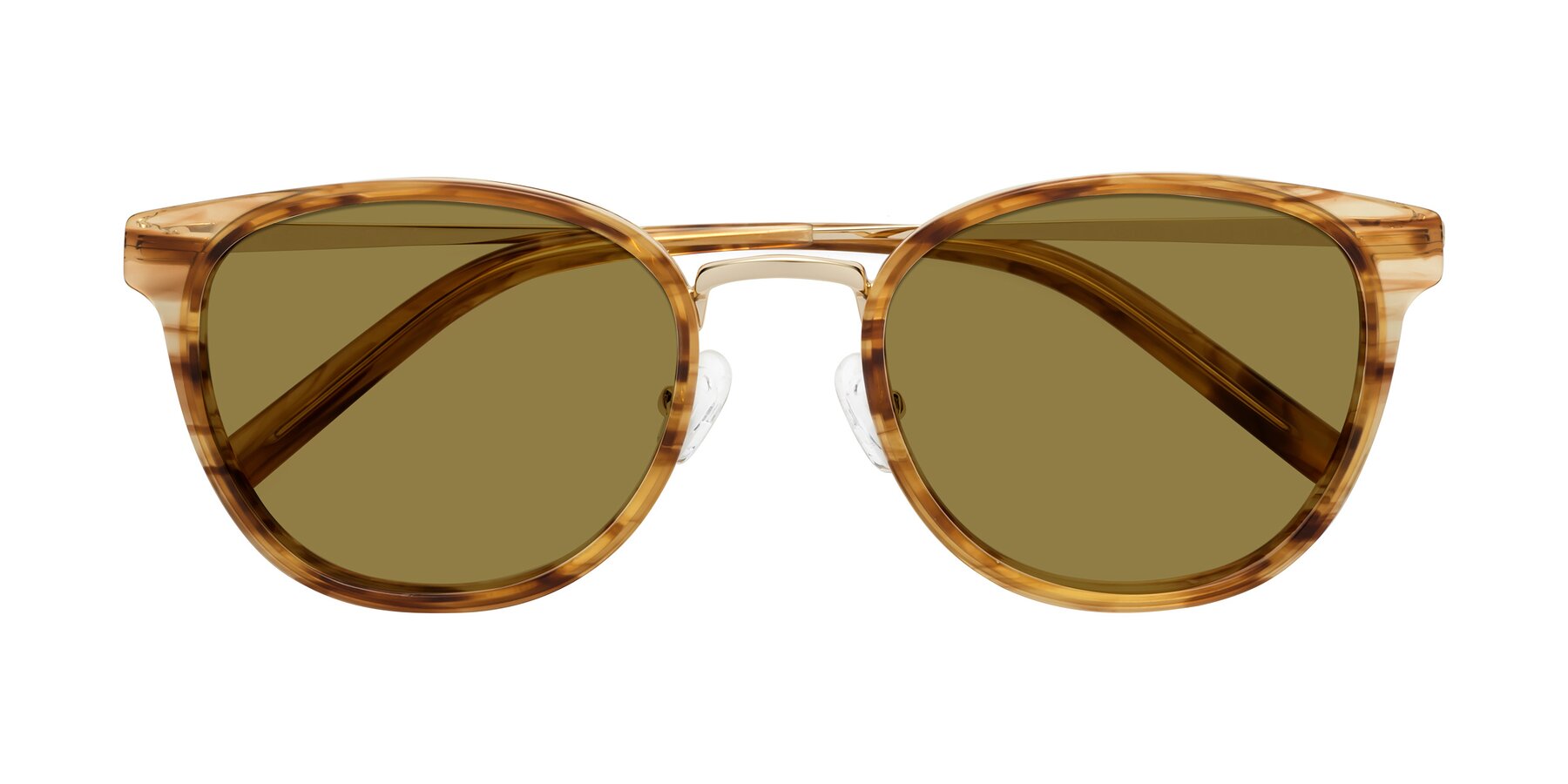 Folded Front of Callie in Amber Striped with Brown Polarized Lenses