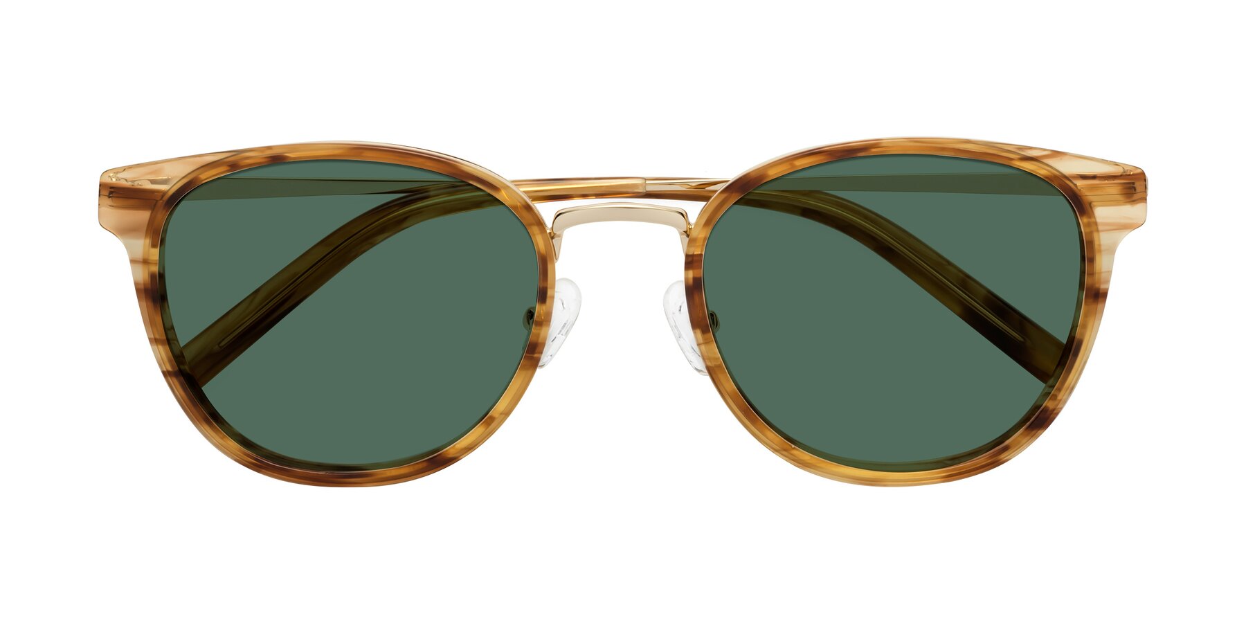 Folded Front of Callie in Amber Striped with Green Polarized Lenses