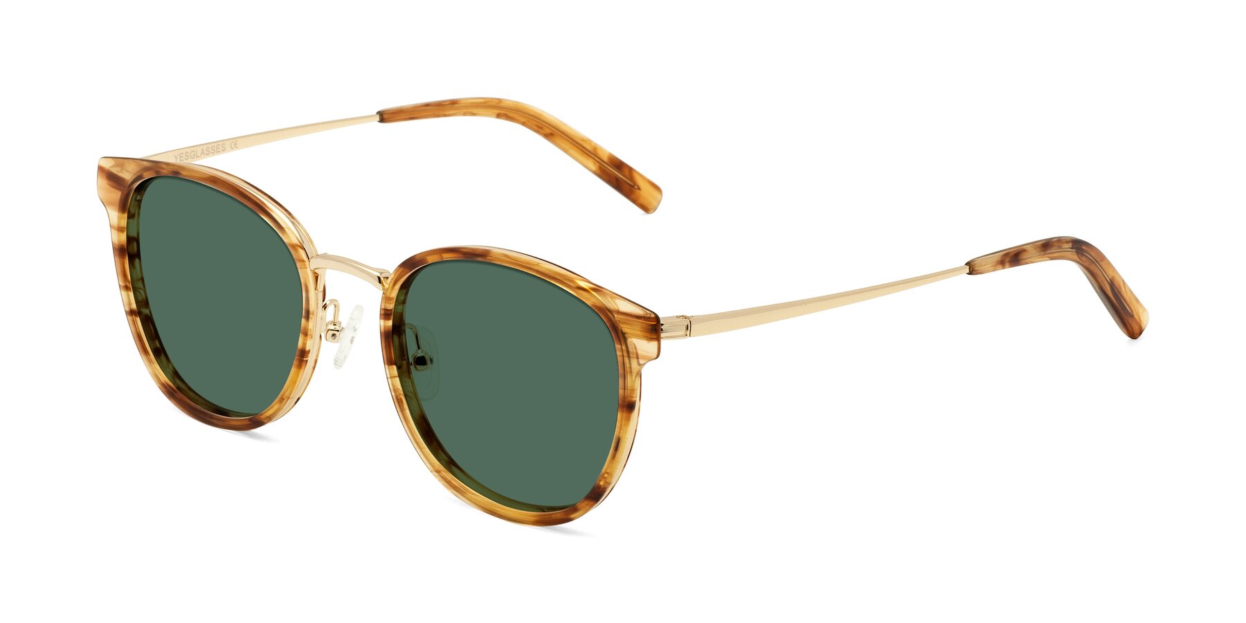 Angle of Callie in Amber Striped with Green Polarized Lenses