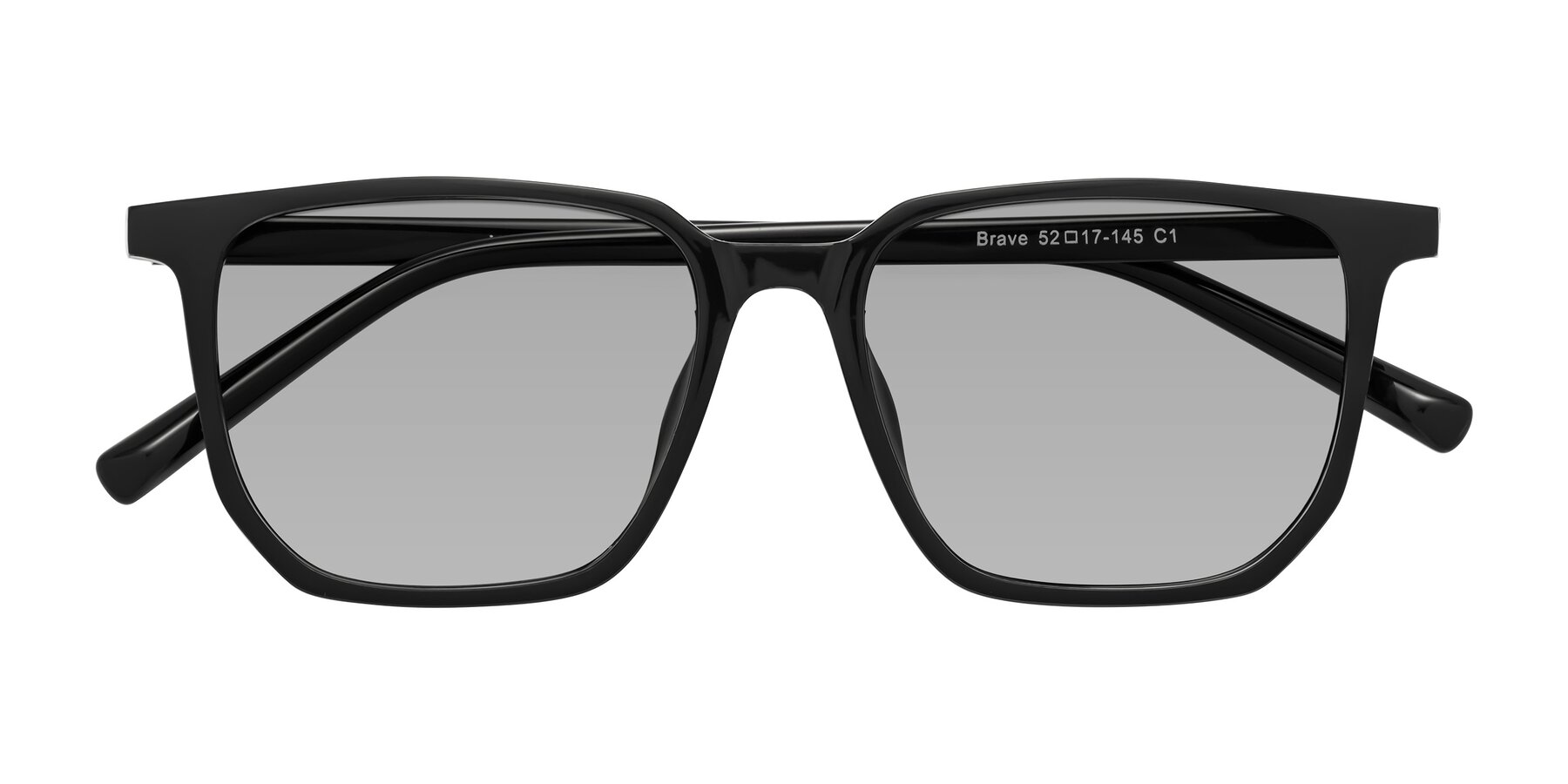 Folded Front of Brave in Black with Light Gray Tinted Lenses