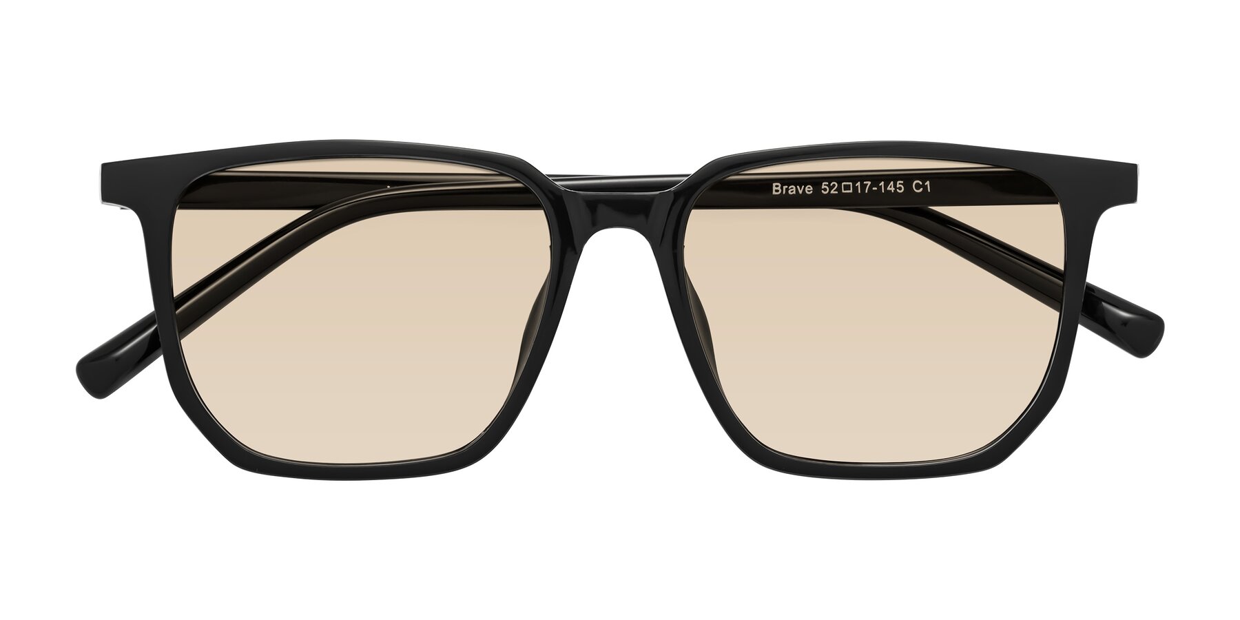 Folded Front of Brave in Black with Light Brown Tinted Lenses