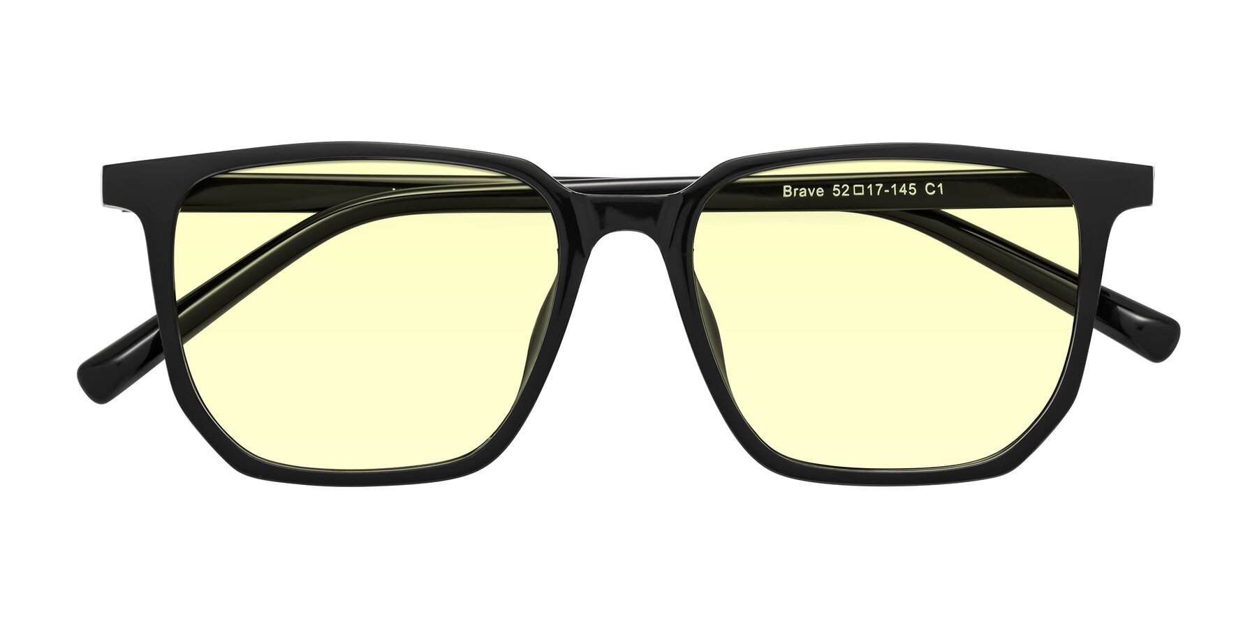 Folded Front of Brave in Black with Light Yellow Tinted Lenses