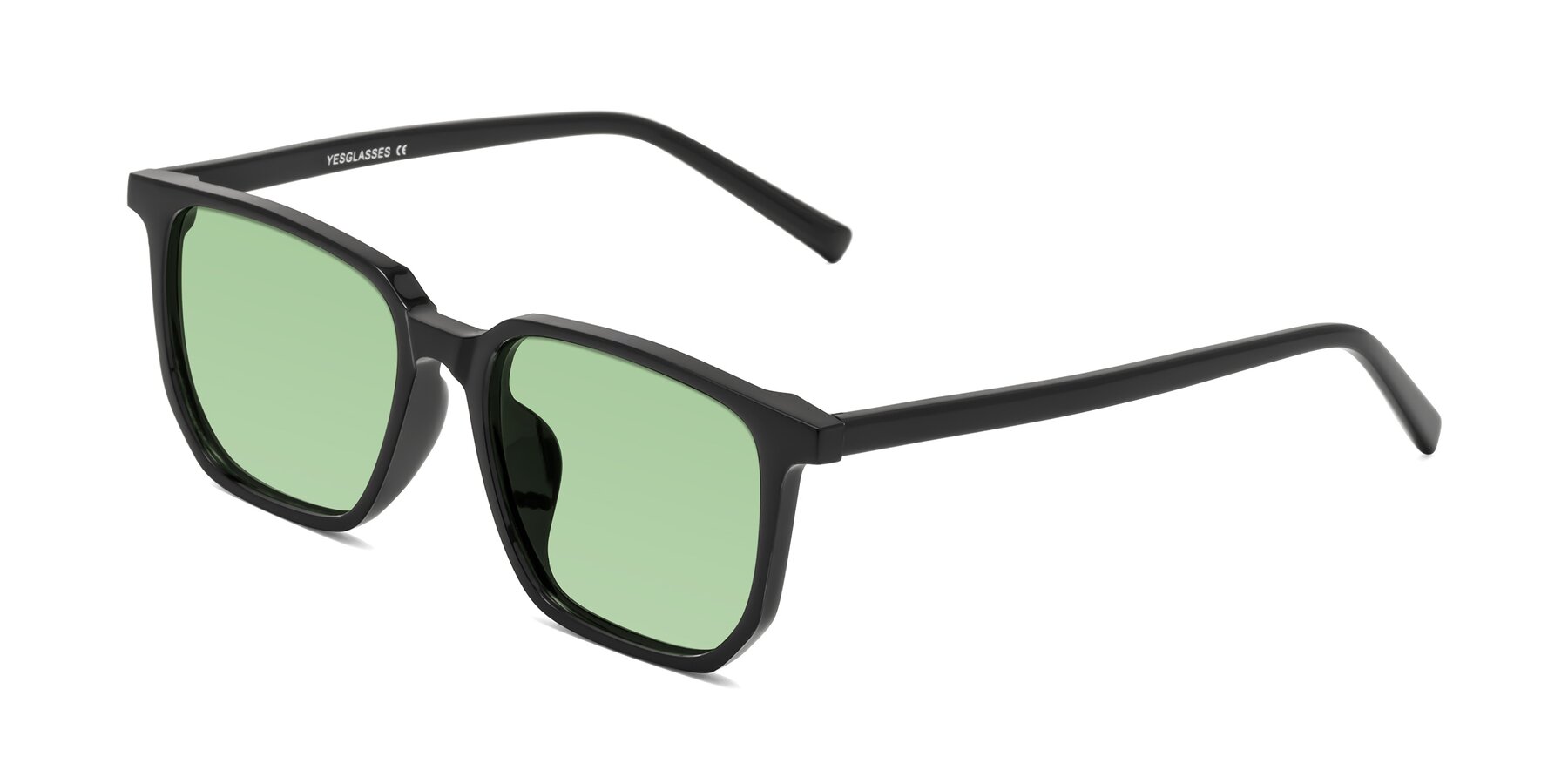 Angle of Brave in Black with Medium Green Tinted Lenses