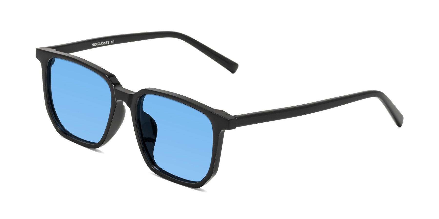 Angle of Brave in Black with Medium Blue Tinted Lenses
