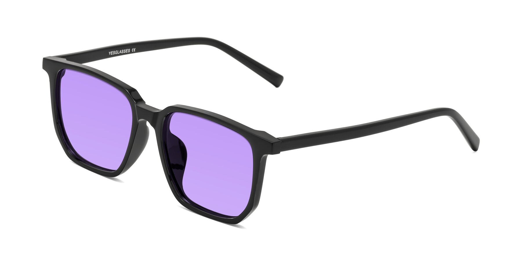 Angle of Brave in Black with Medium Purple Tinted Lenses
