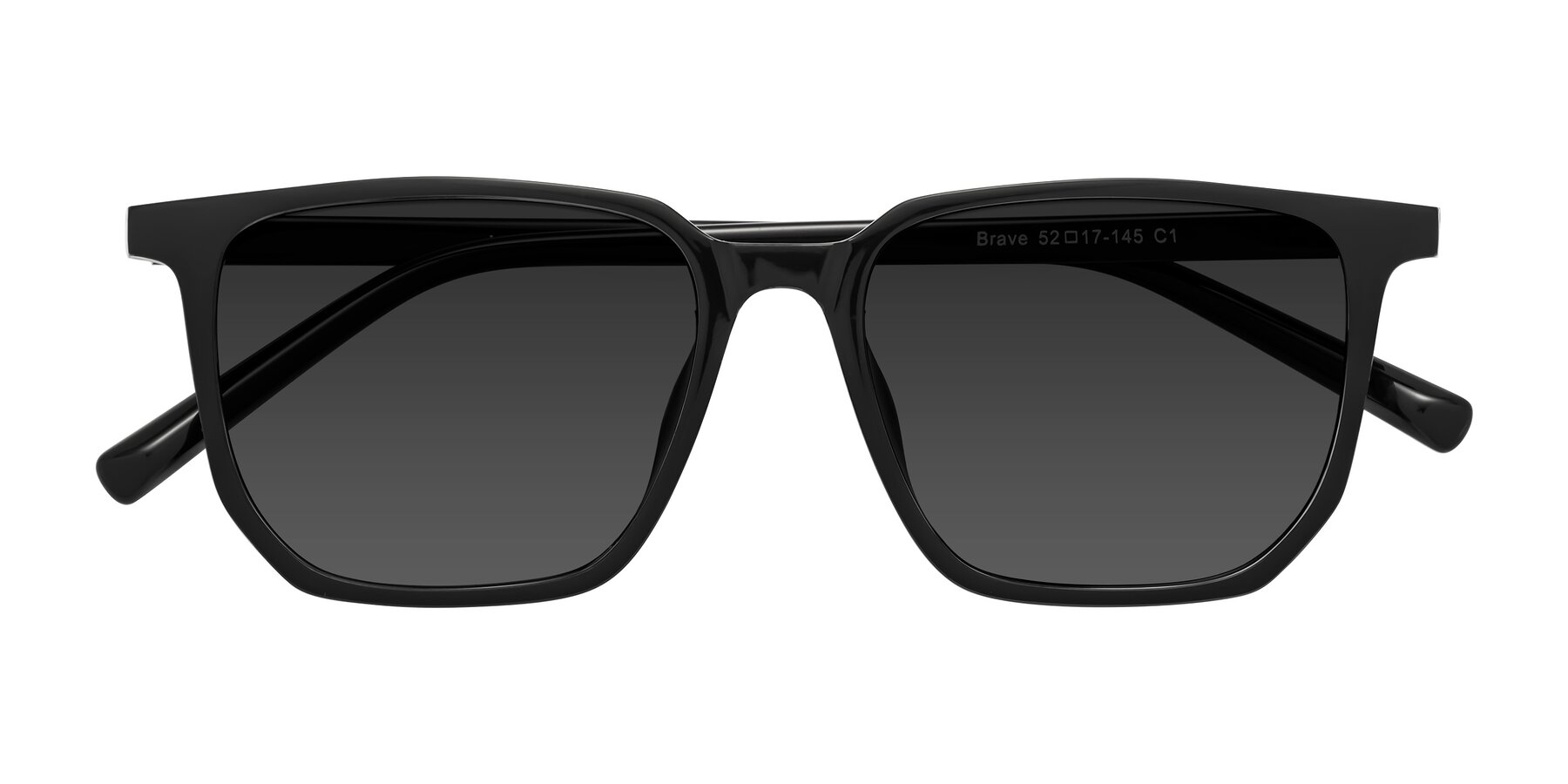 Folded Front of Brave in Black with Gray Tinted Lenses