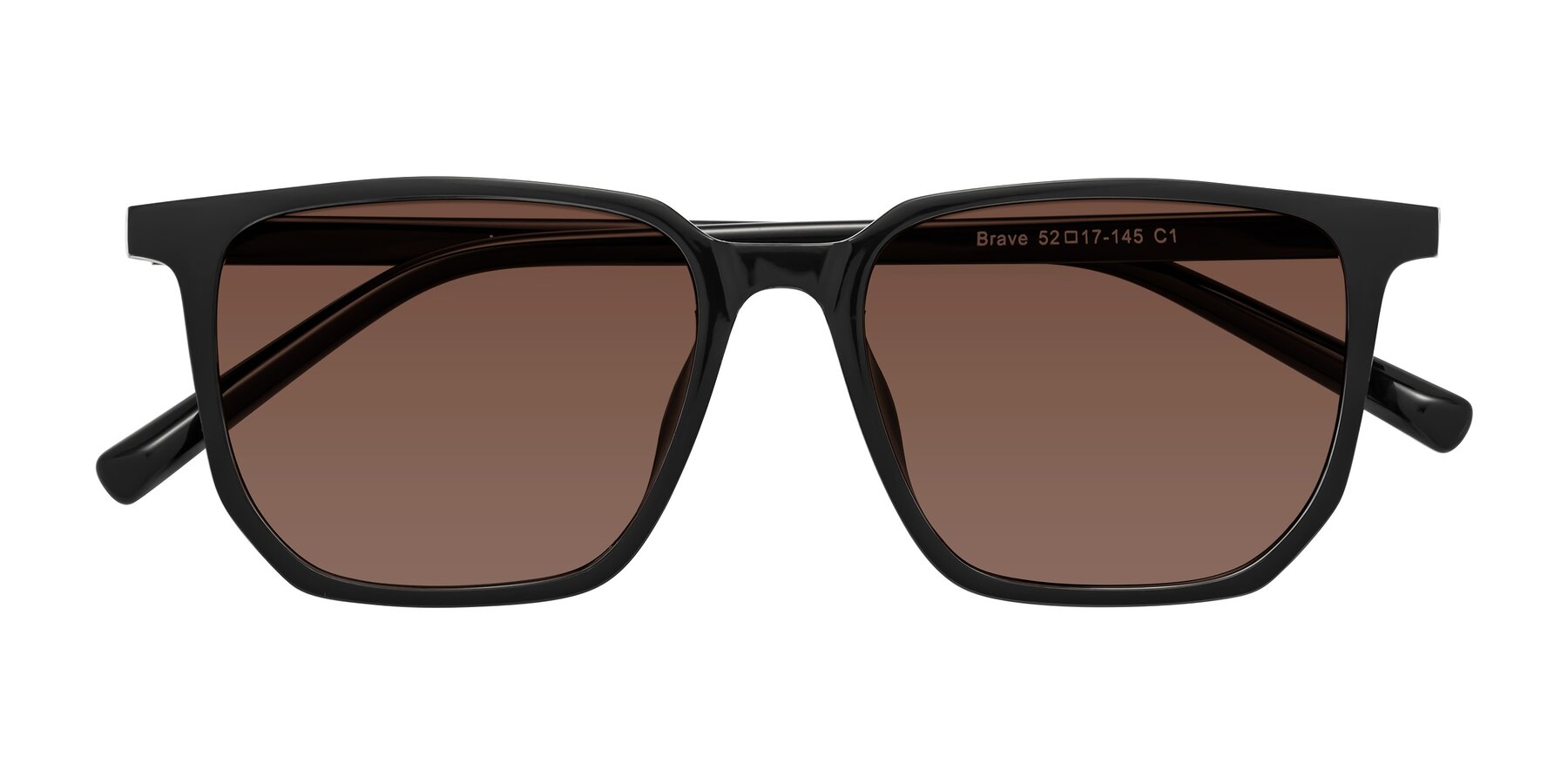 Folded Front of Brave in Black with Brown Tinted Lenses