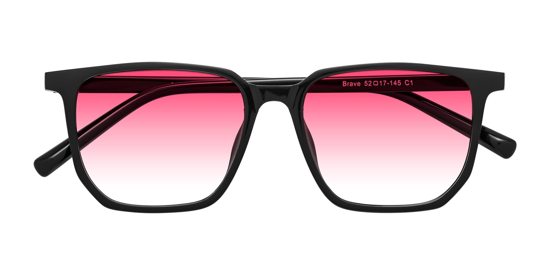 Folded Front of Brave in Black with Pink Gradient Lenses