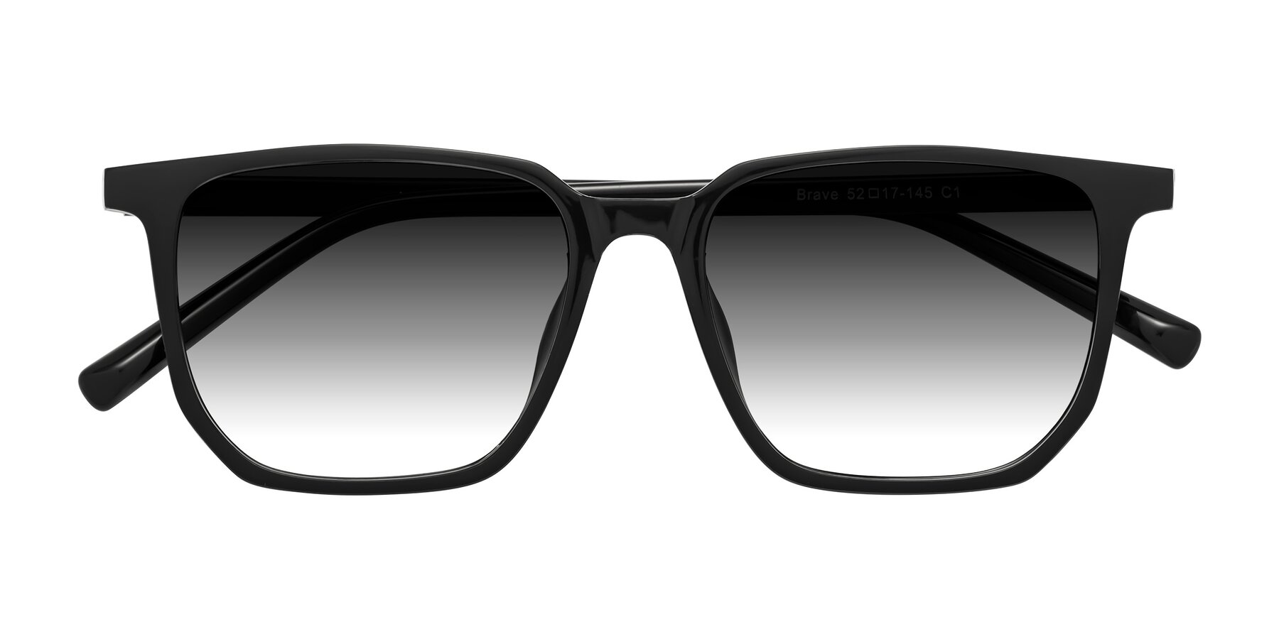 Folded Front of Brave in Black with Gray Gradient Lenses