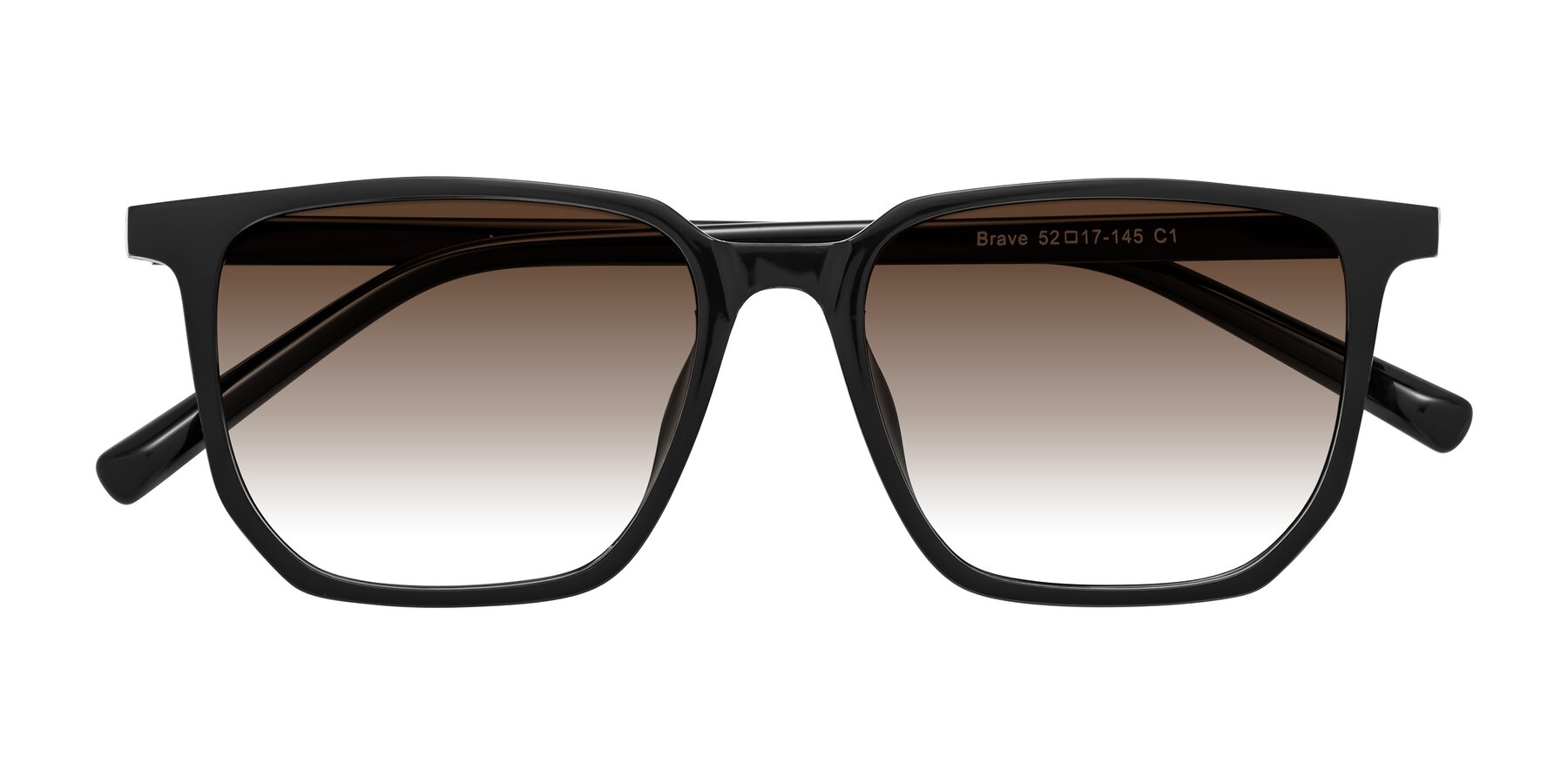 Folded Front of Brave in Black with Brown Gradient Lenses