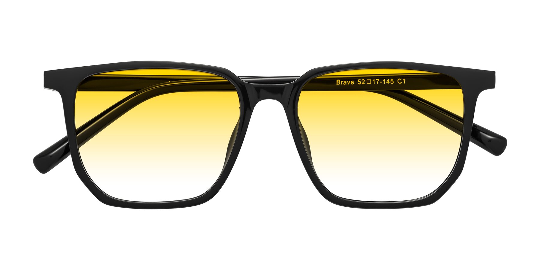 Folded Front of Brave in Black with Yellow Gradient Lenses