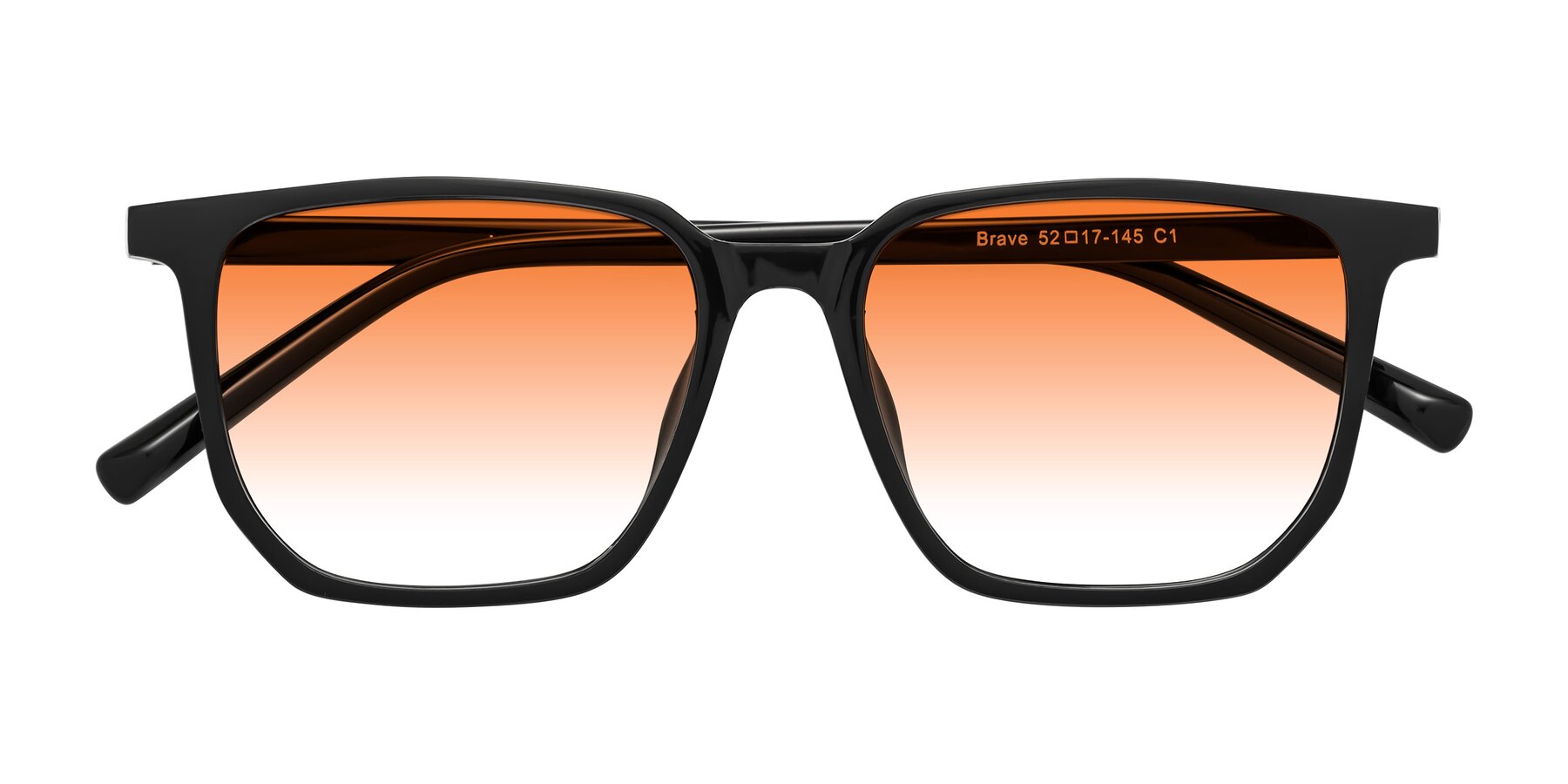 Folded Front of Brave in Black with Orange Gradient Lenses