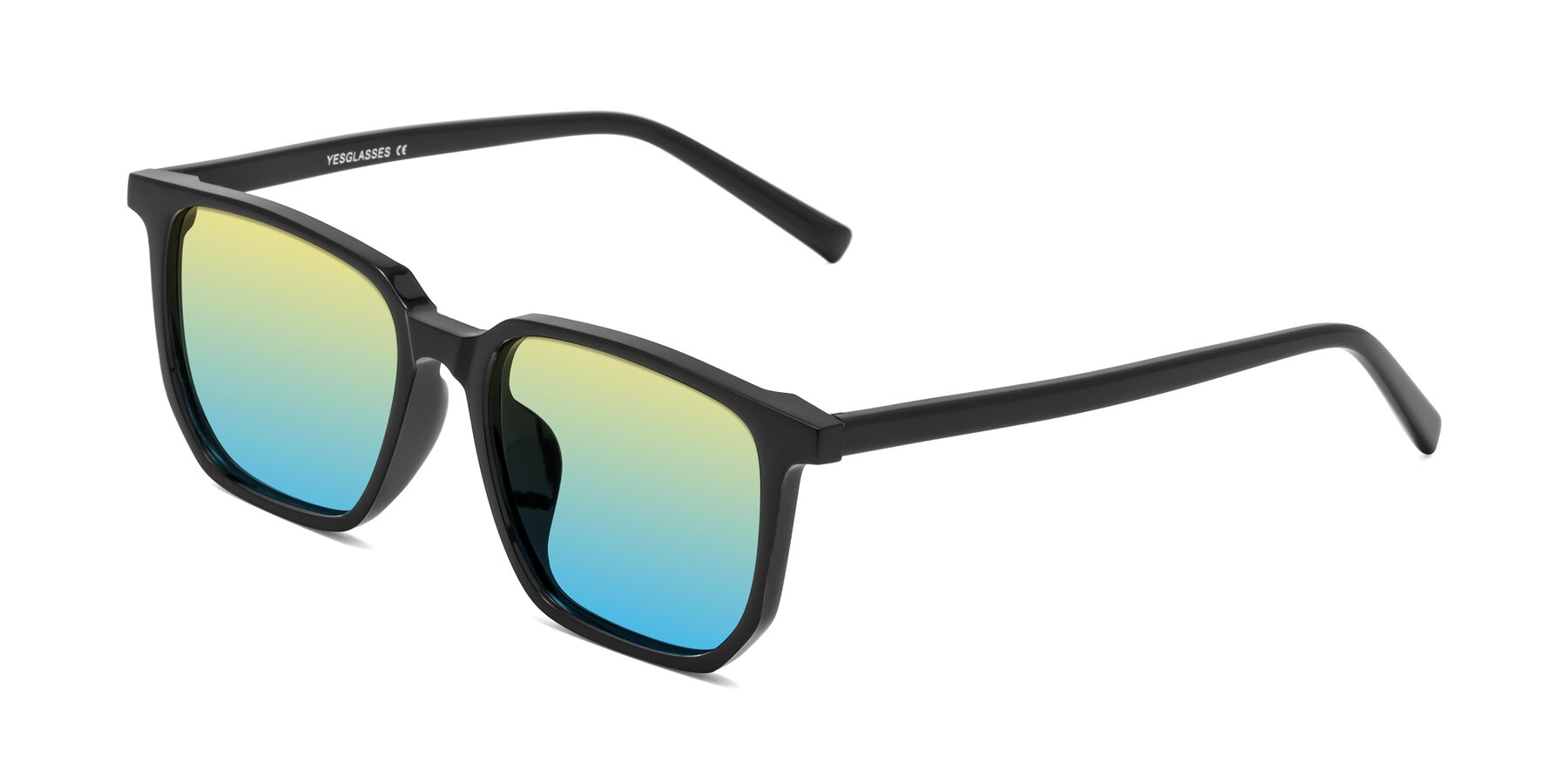 Angle of Brave in Black with Yellow / Blue Gradient Lenses