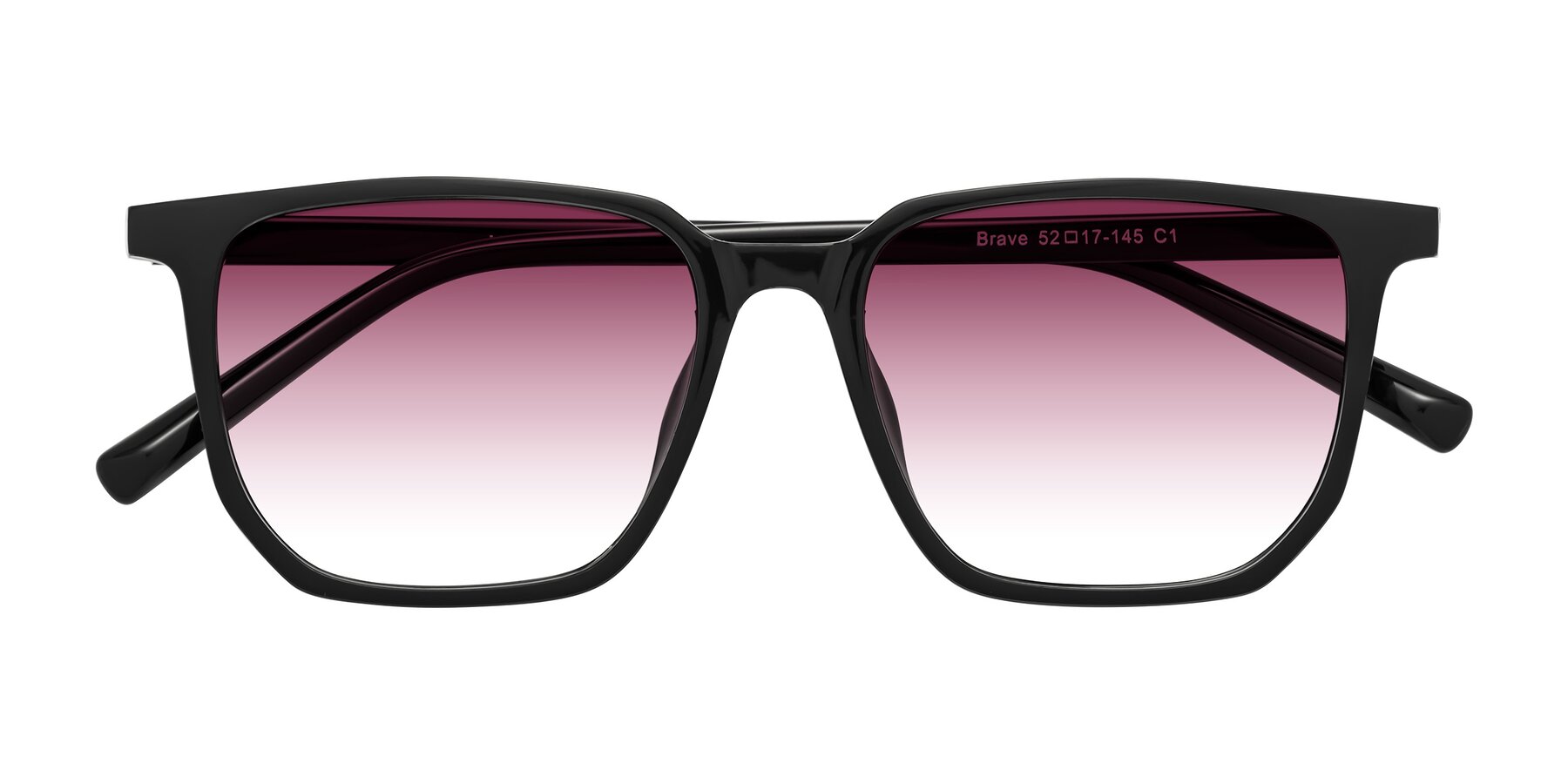 Folded Front of Brave in Black with Wine Gradient Lenses