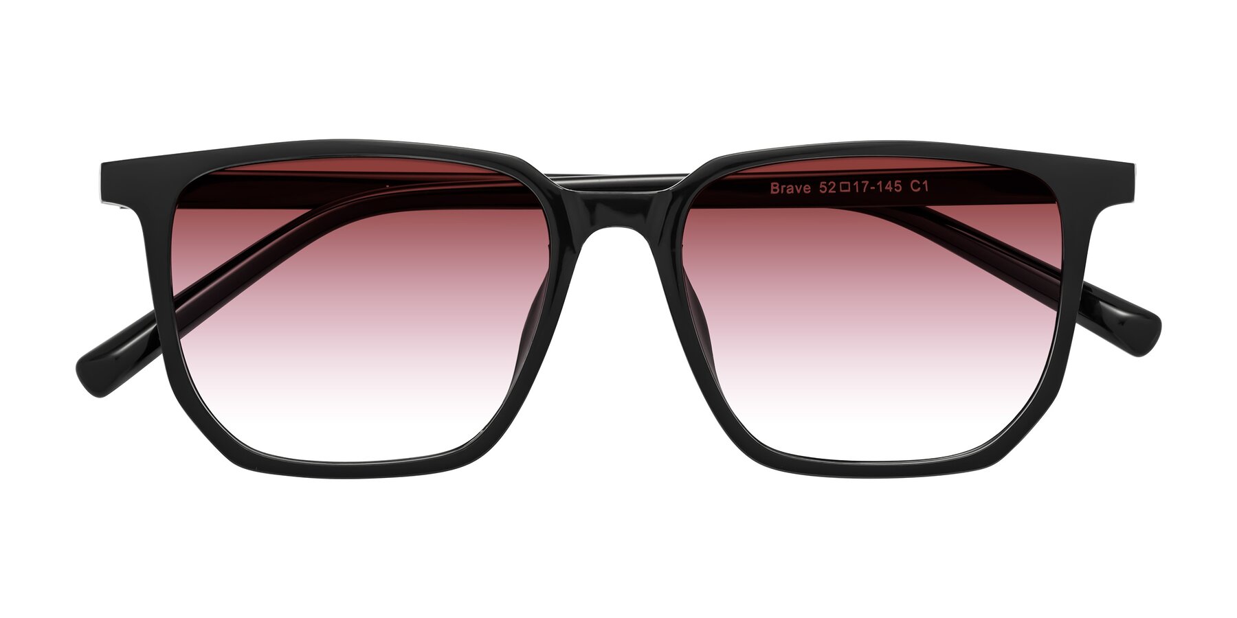 Folded Front of Brave in Black with Garnet Gradient Lenses