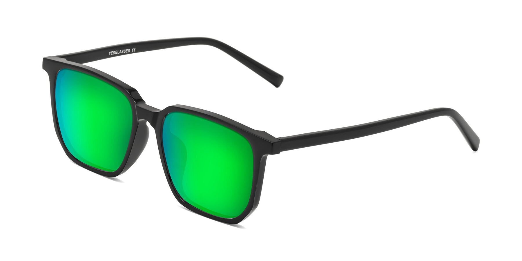 Angle of Brave in Black with Green Mirrored Lenses