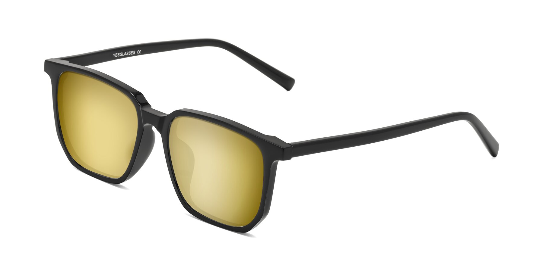 Angle of Brave in Black with Gold Mirrored Lenses