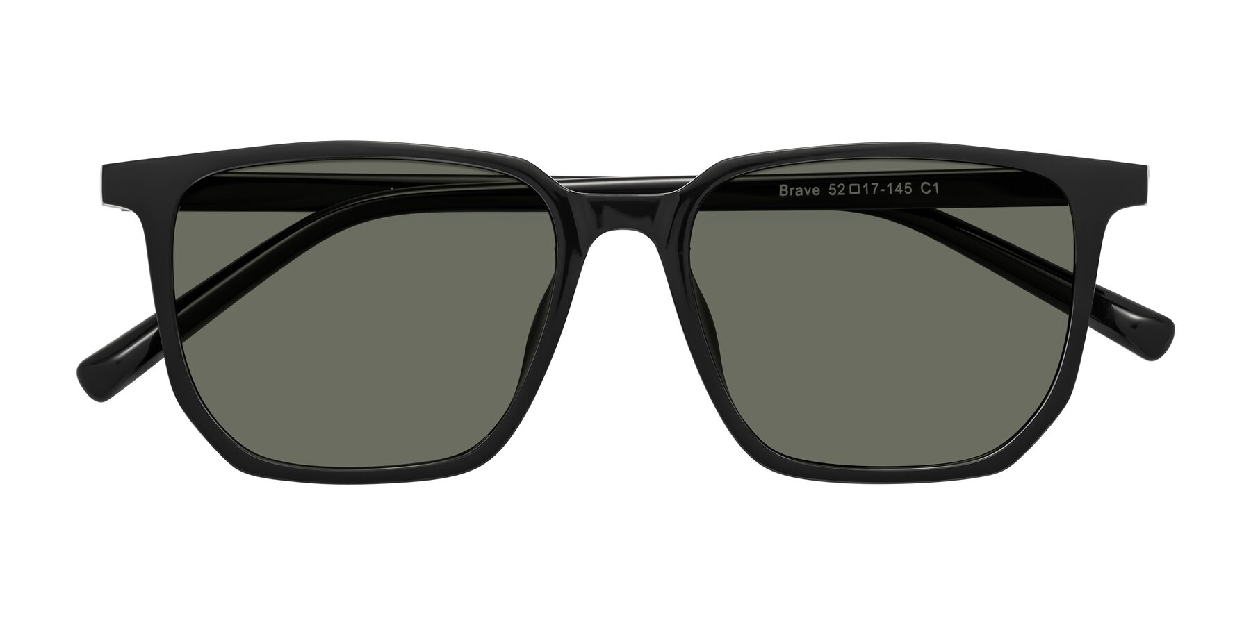 Folded Front of Brave in Black with Gray Polarized Lenses