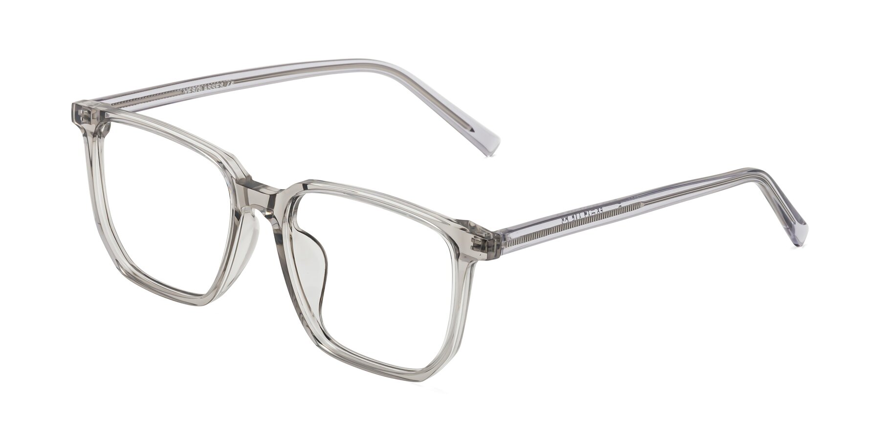 Angle of Brave in Translucent Gray with Clear Reading Eyeglass Lenses