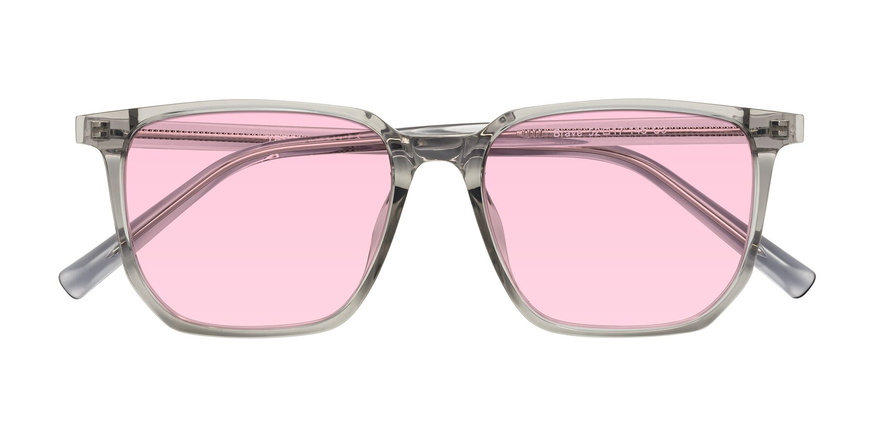 Folded Front of Brave in Translucent Gray with Light Pink Tinted Lenses