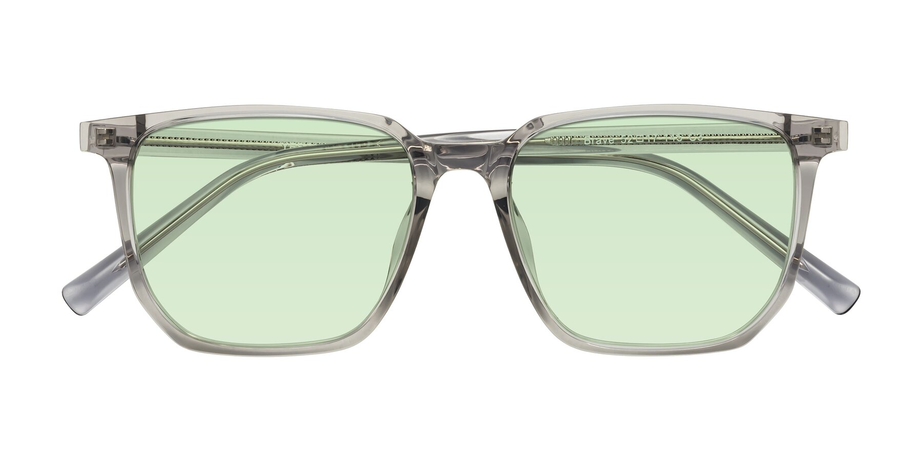 Folded Front of Brave in Translucent Gray with Light Green Tinted Lenses