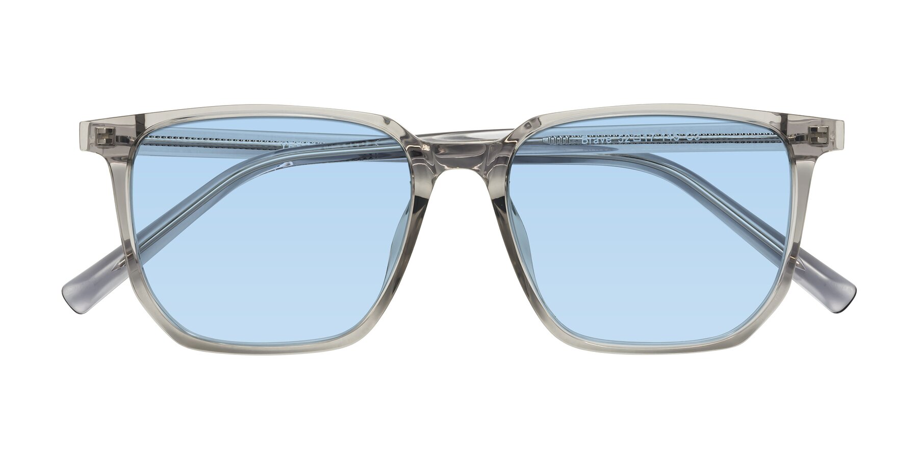 Folded Front of Brave in Translucent Gray with Light Blue Tinted Lenses