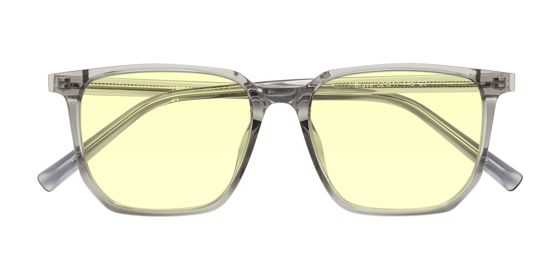 Folded Front of Brave in Translucent Gray with Light Yellow Tinted Lenses