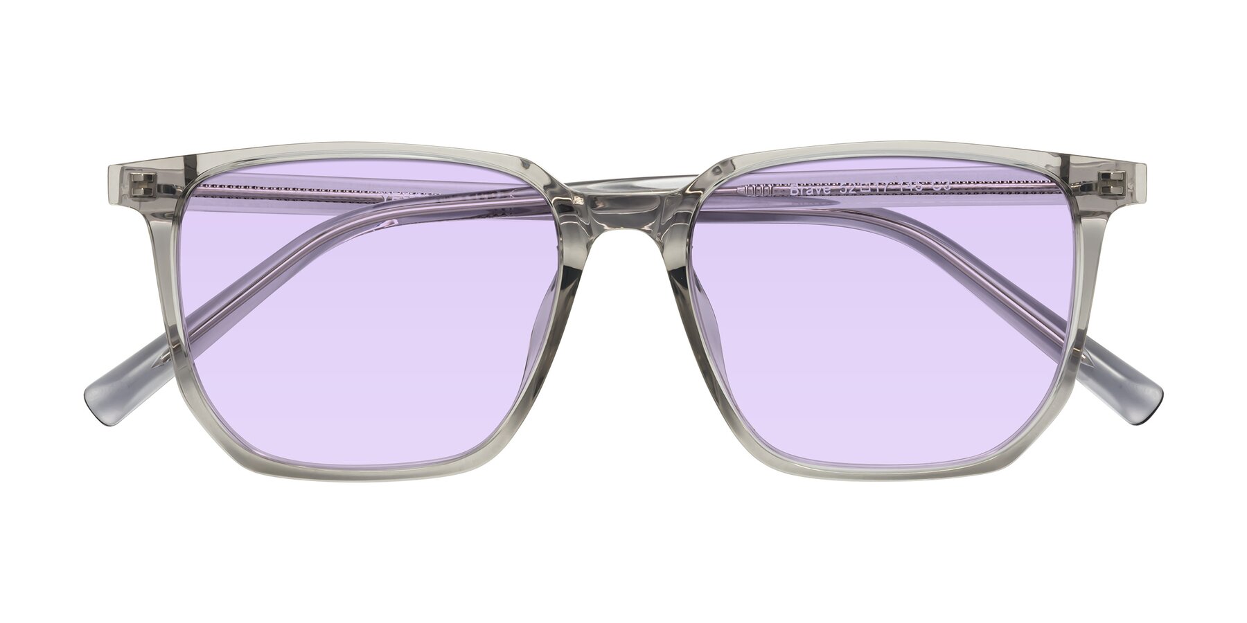 Folded Front of Brave in Translucent Gray with Light Purple Tinted Lenses