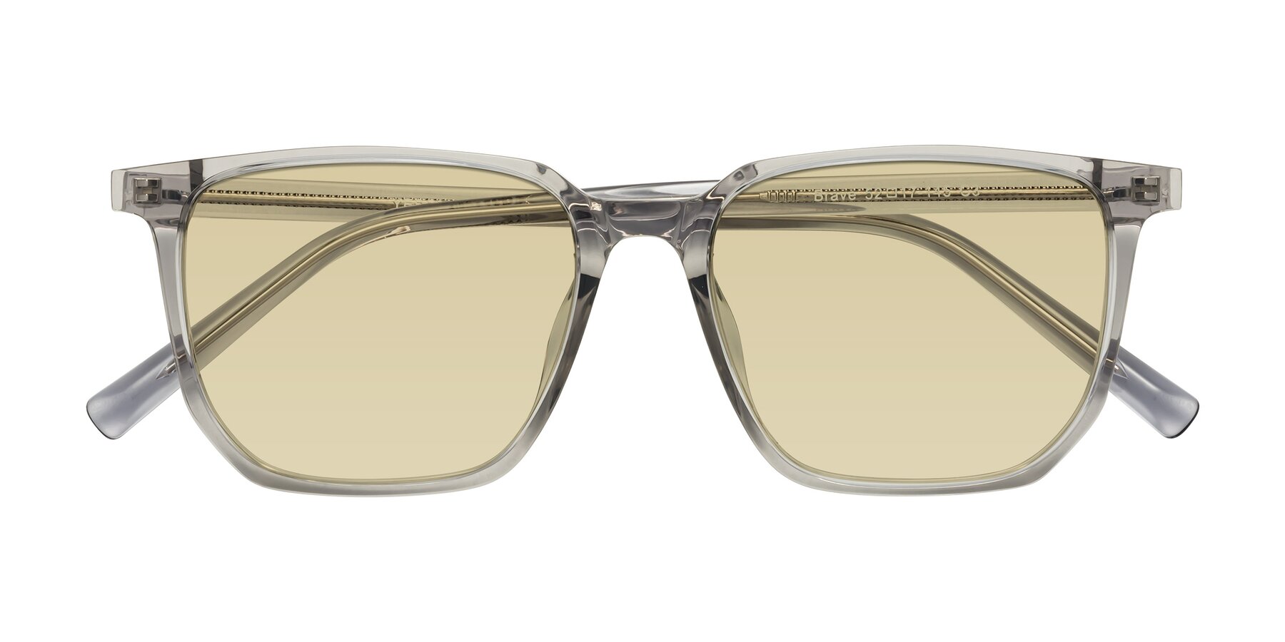 Folded Front of Brave in Translucent Gray with Light Champagne Tinted Lenses
