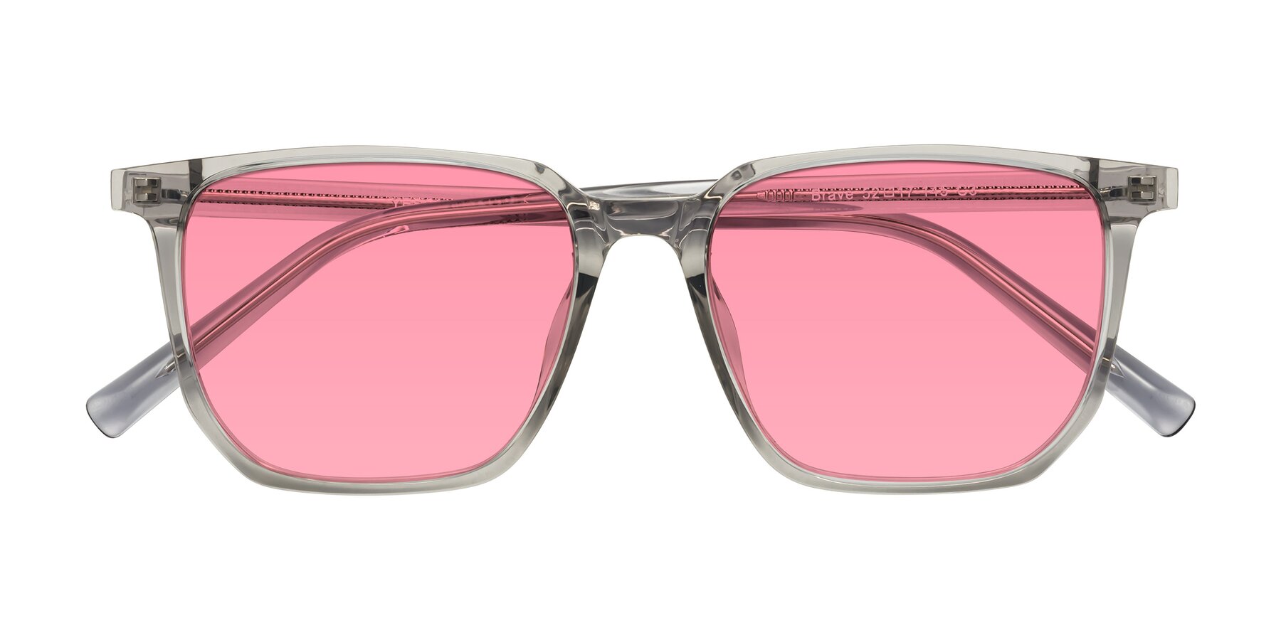 Folded Front of Brave in Translucent Gray with Pink Tinted Lenses