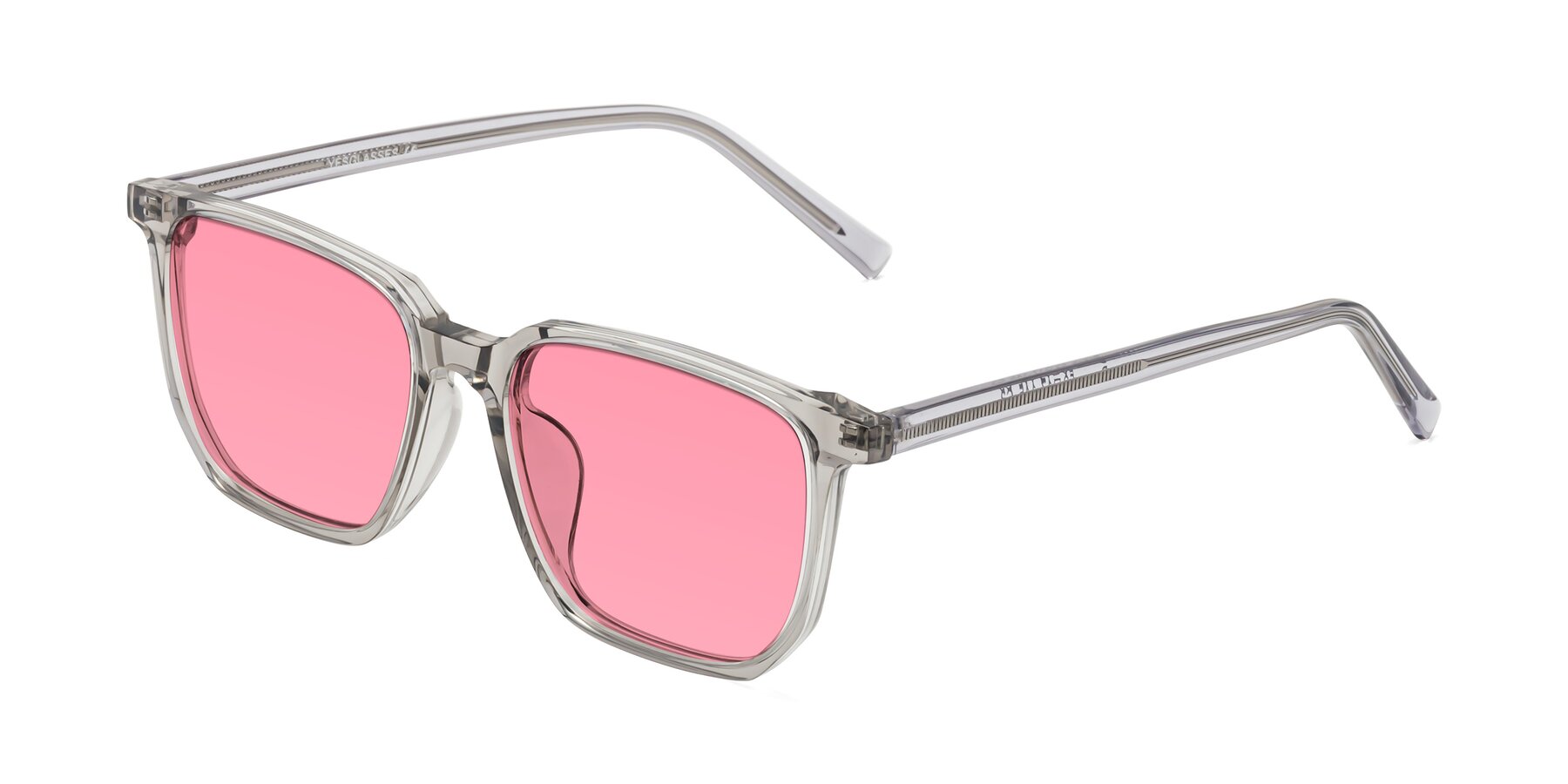 Angle of Brave in Translucent Gray with Pink Tinted Lenses