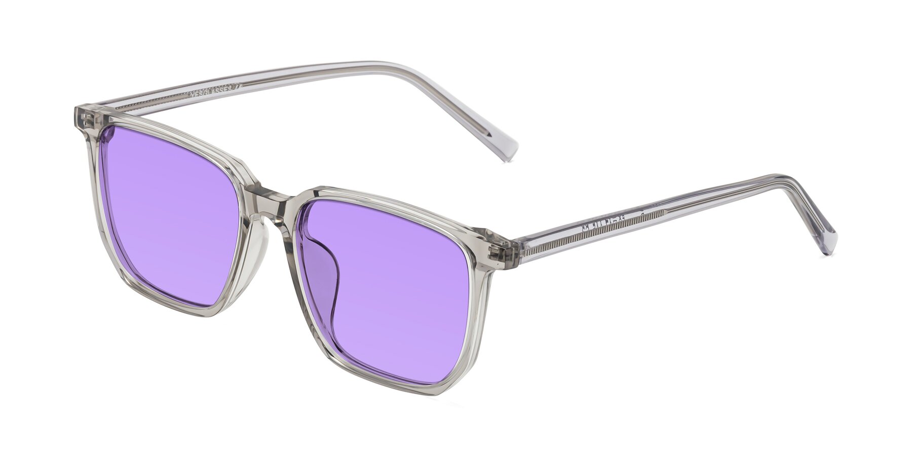 Angle of Brave in Translucent Gray with Medium Purple Tinted Lenses