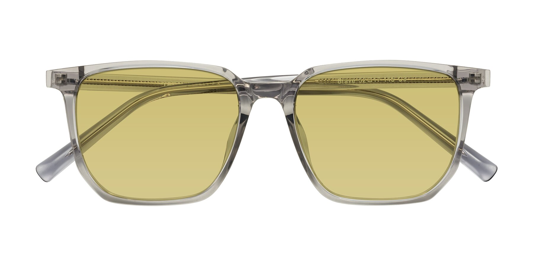 Folded Front of Brave in Translucent Gray with Medium Champagne Tinted Lenses