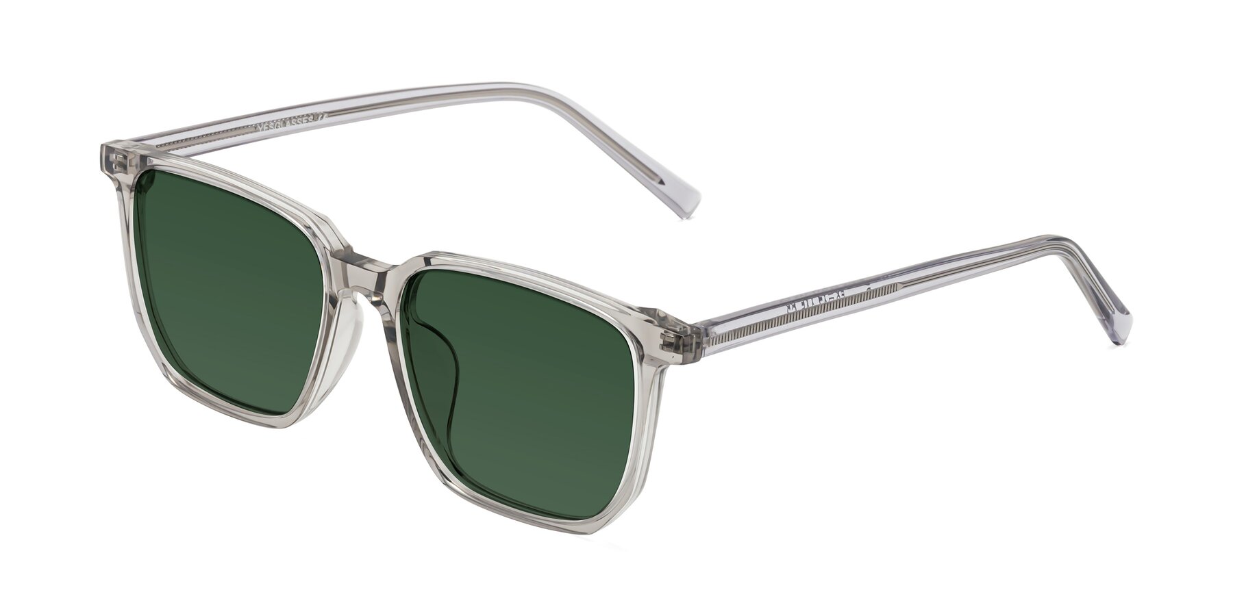 Angle of Brave in Translucent Gray with Green Tinted Lenses