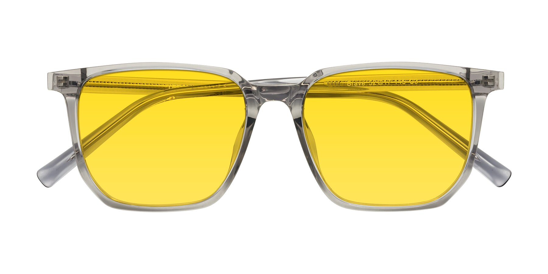 Folded Front of Brave in Translucent Gray with Yellow Tinted Lenses