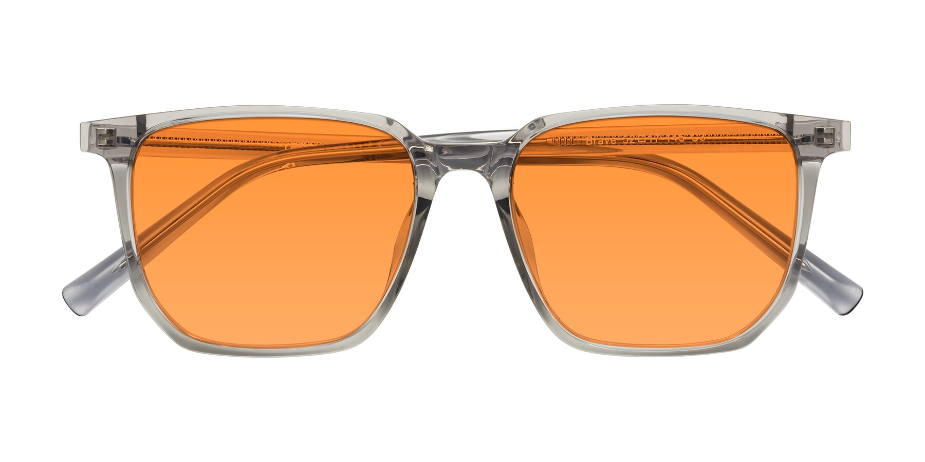 Folded Front of Brave in Translucent Gray with Orange Tinted Lenses