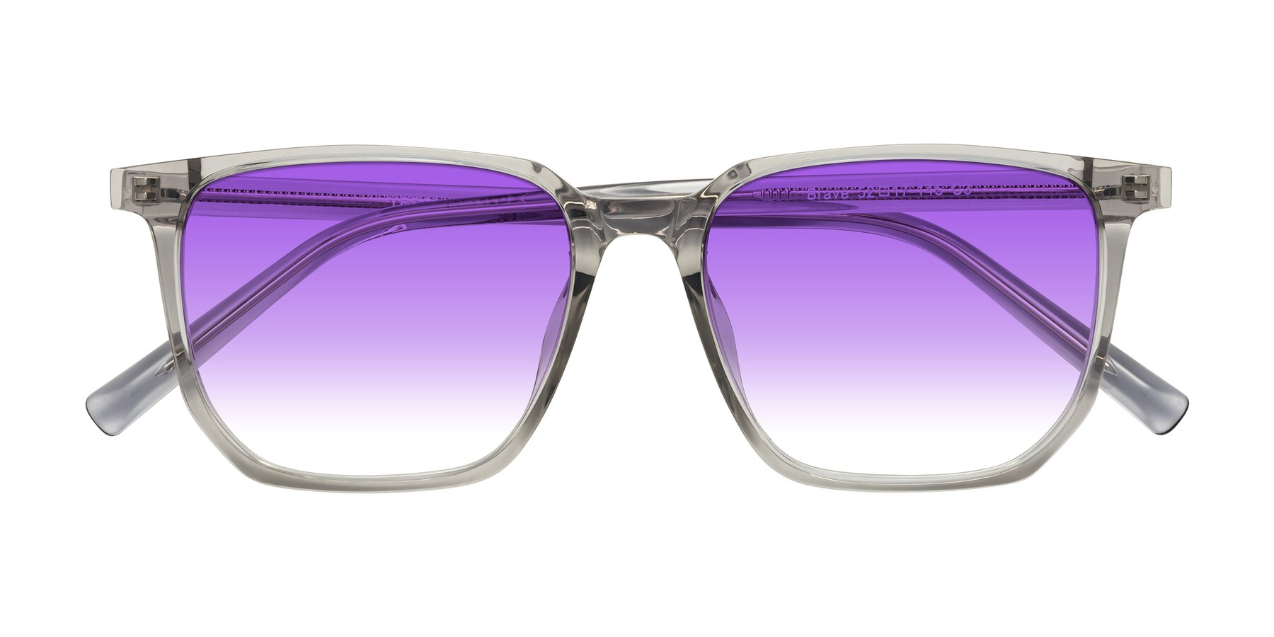 Folded Front of Brave in Translucent Gray with Purple Gradient Lenses