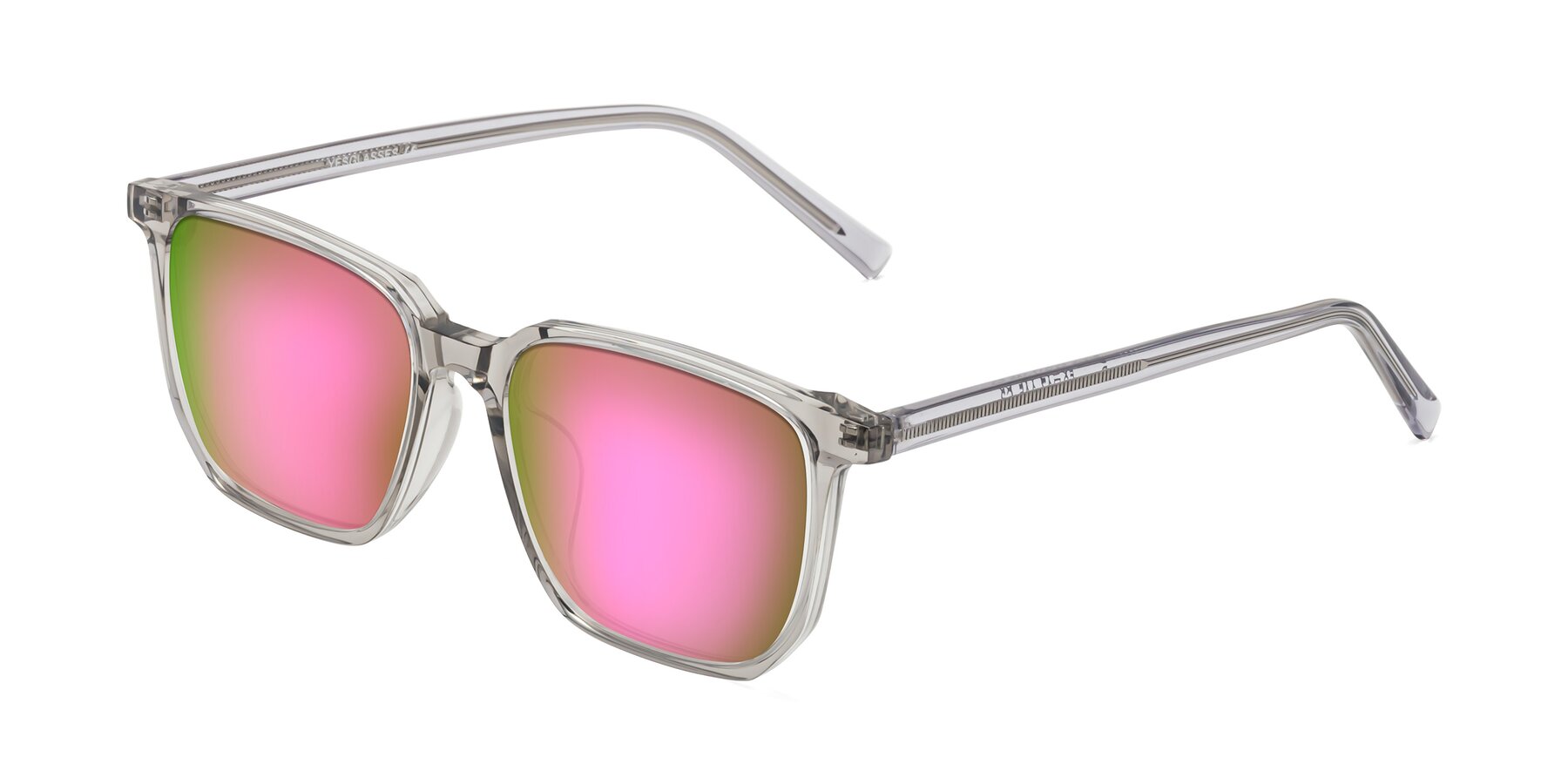 Angle of Brave in Translucent Gray with Pink Mirrored Lenses