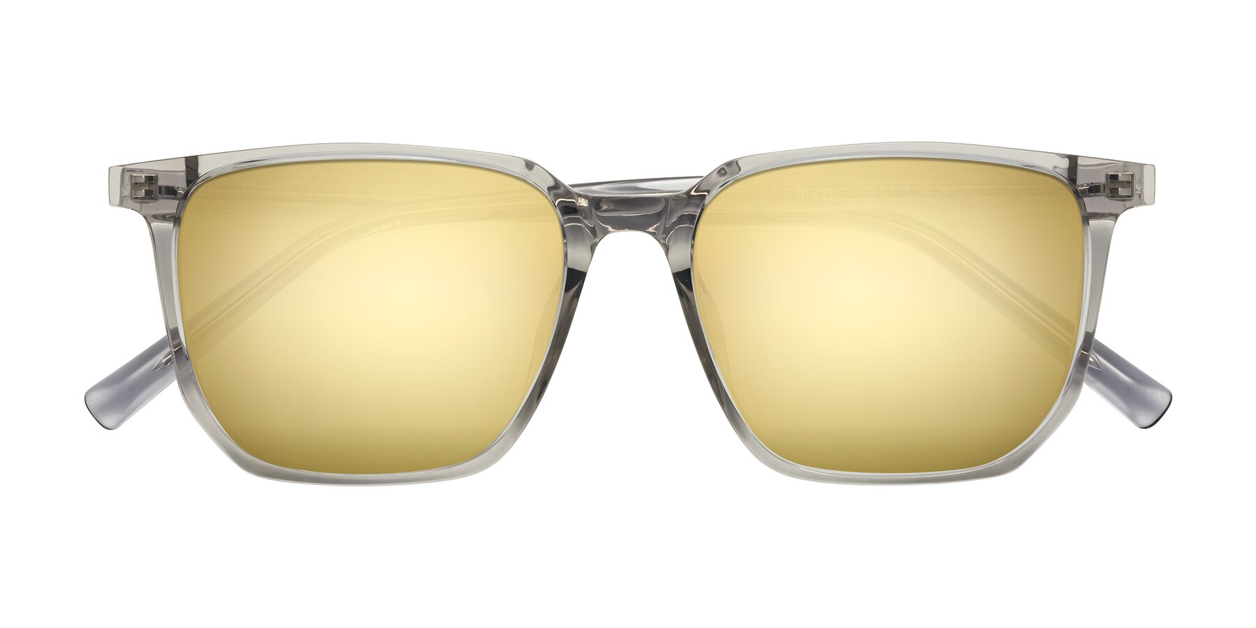 Folded Front of Brave in Translucent Gray with Gold Mirrored Lenses