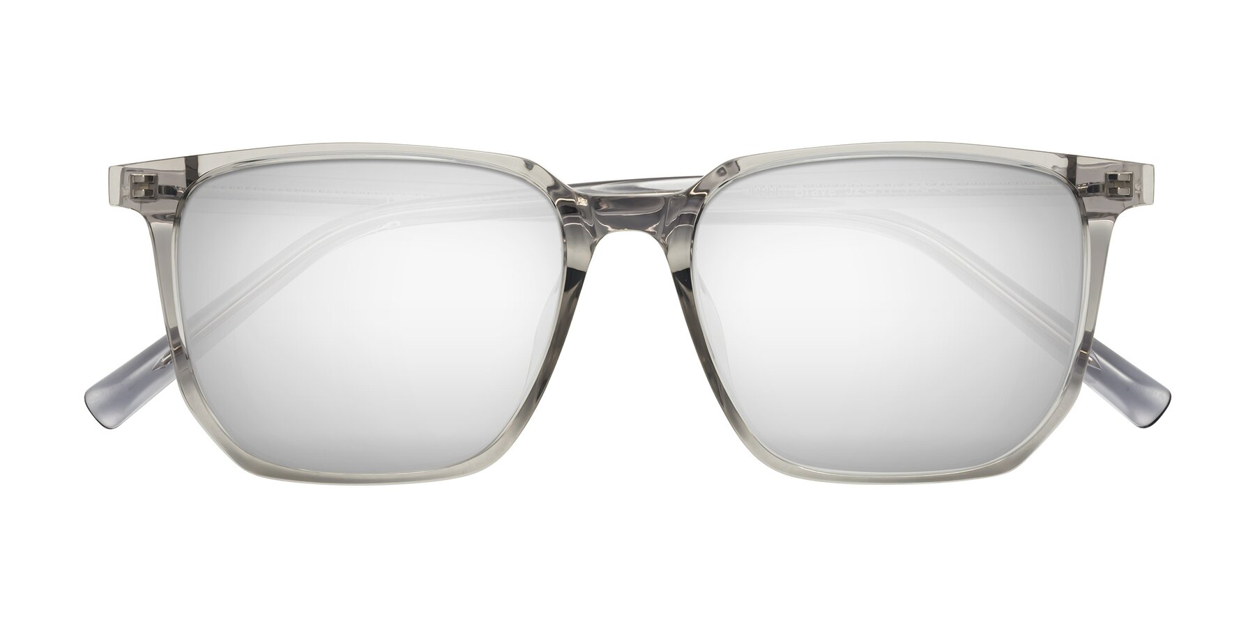 Folded Front of Brave in Translucent Gray with Silver Mirrored Lenses