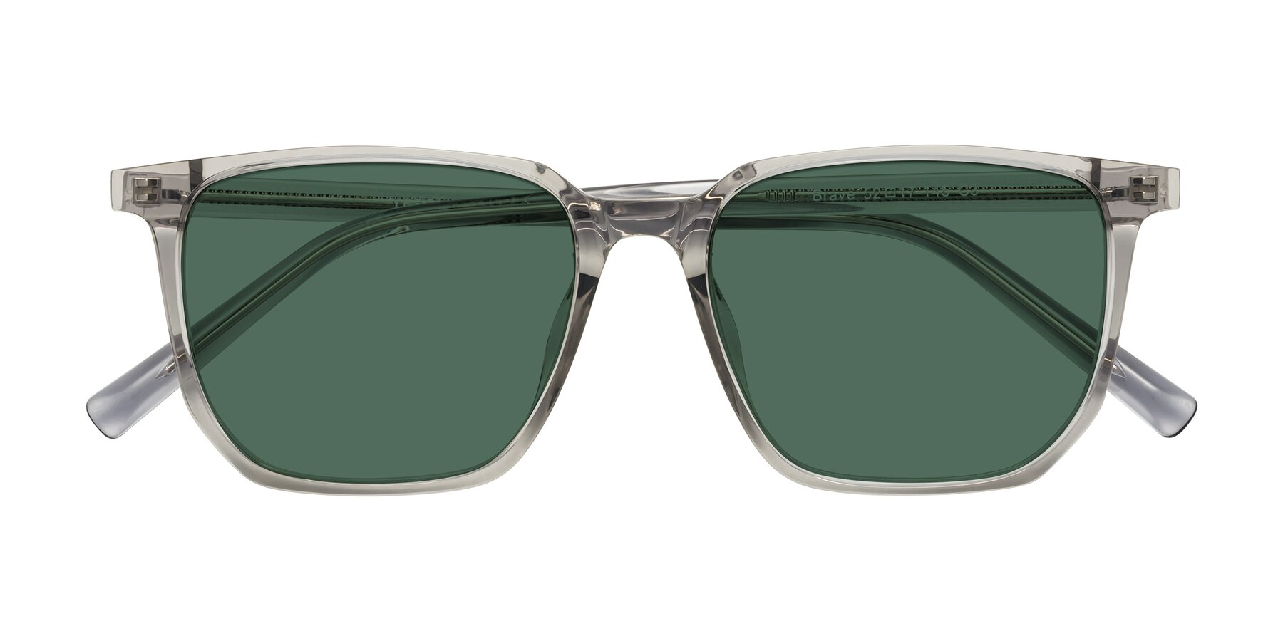Folded Front of Brave in Translucent Gray with Green Polarized Lenses