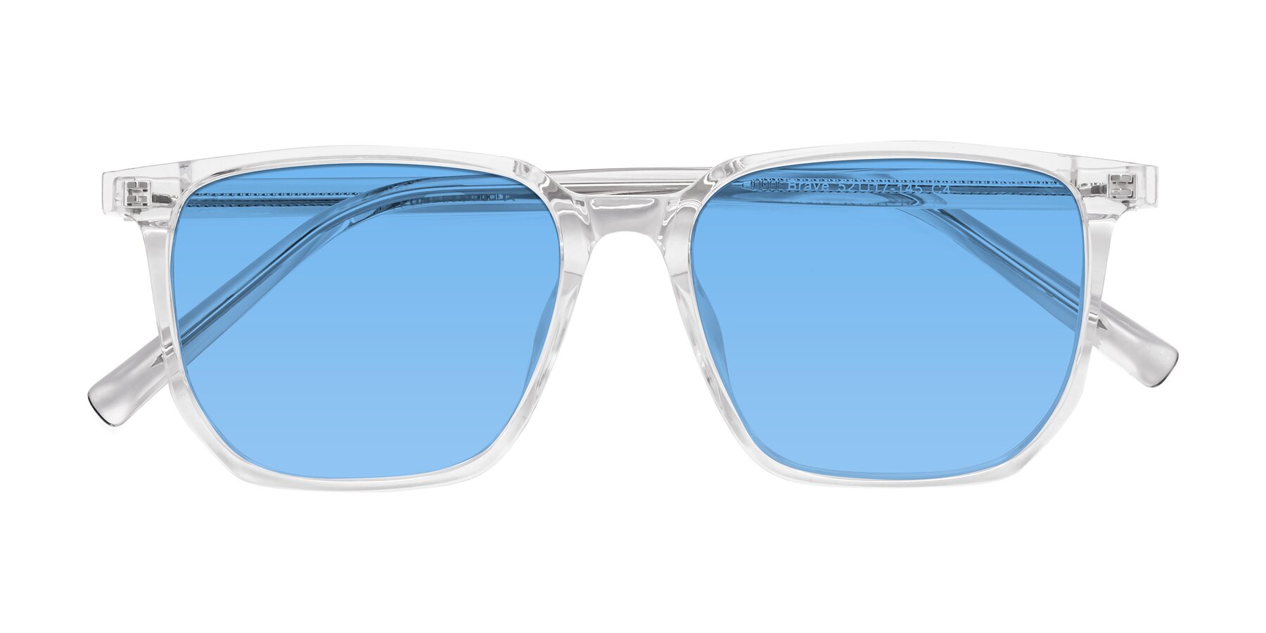 Folded Front of Brave in Clear with Medium Blue Tinted Lenses