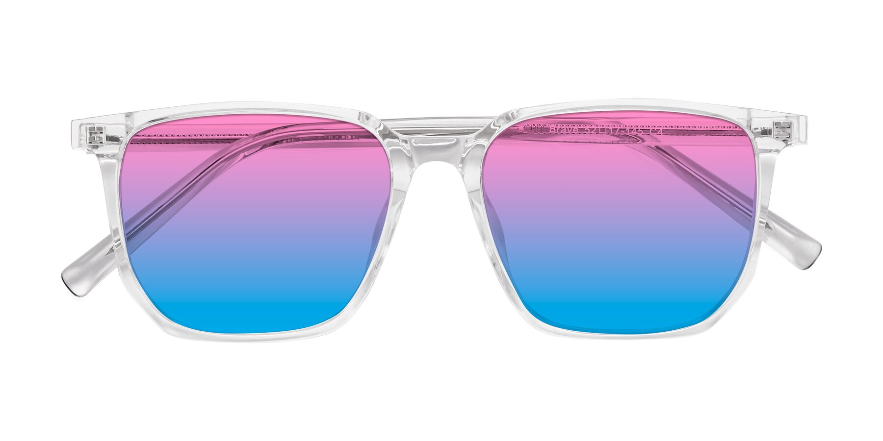 Folded Front of Brave in Clear with Pink / Blue Gradient Lenses