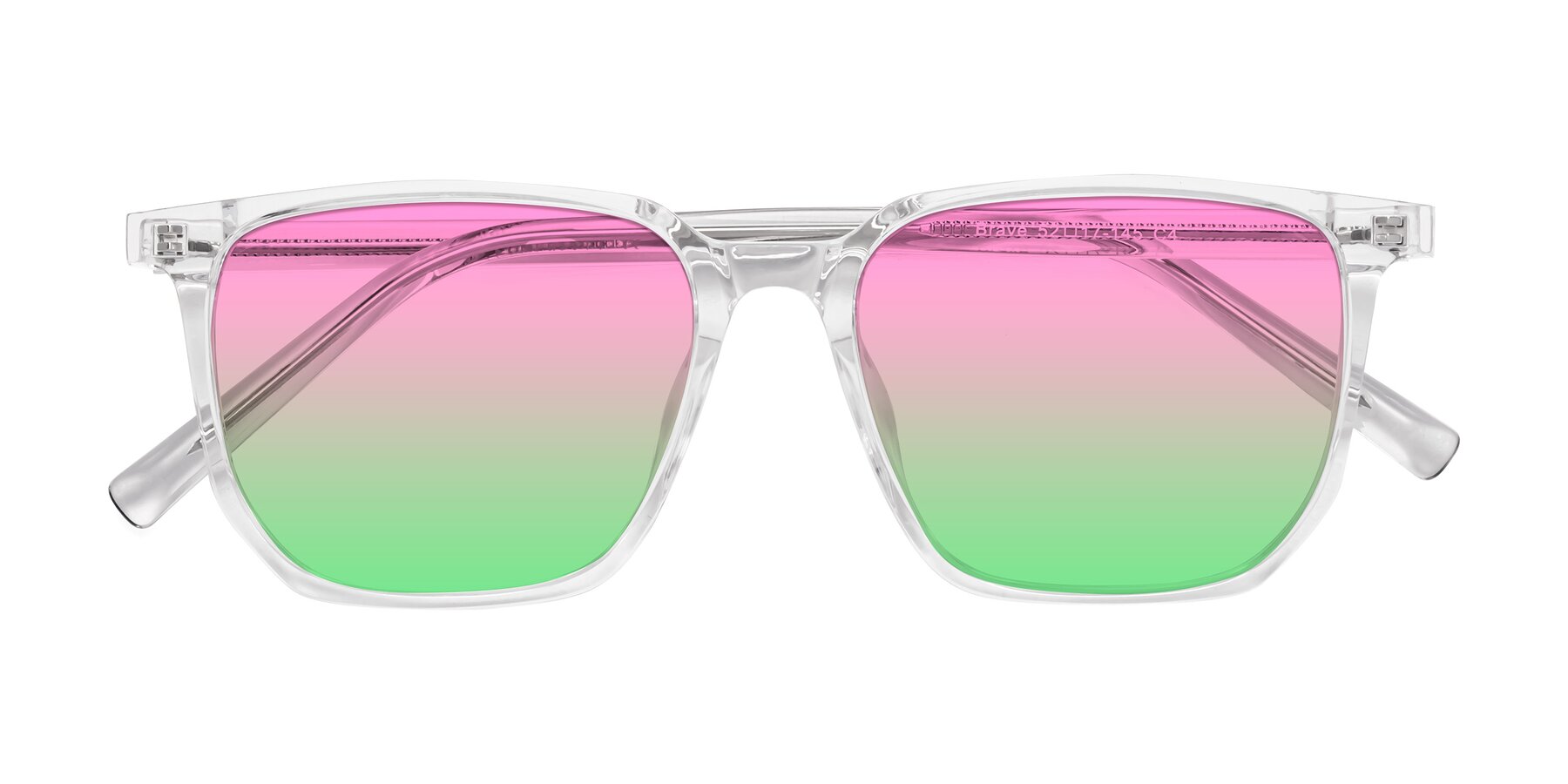 Folded Front of Brave in Clear with Pink / Green Gradient Lenses